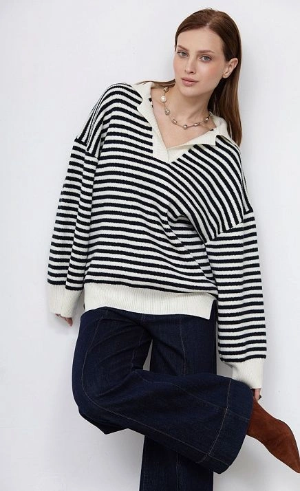 GRIOL. Джемпер жен. 310541.01303.9407S Сине-молочный GRIOL GRIOL. Джемпер жен. 310541.01303.9407S Сине-молочный