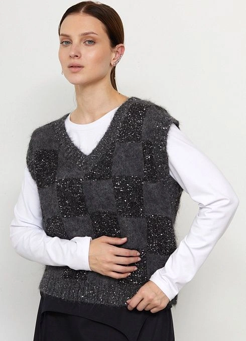  GRIOL. Жилет жен. 388010.42303.8281P Чёрно-серый GRIOL
