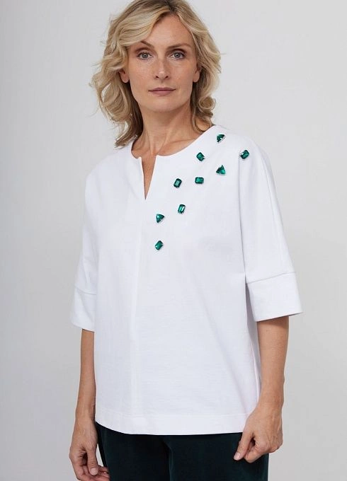 Джемпер из хлопка с кристаллами GRIOL