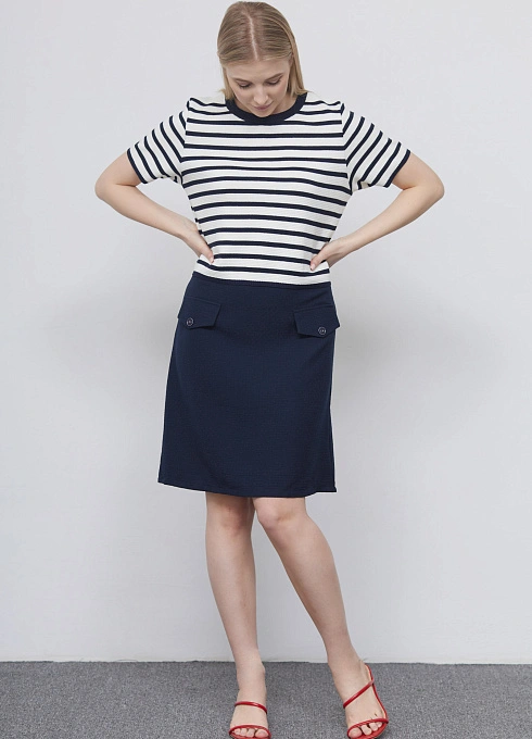  GRIOL. Платье жен. 360258К.6_303.9502S белый/темно-синий GRIOL