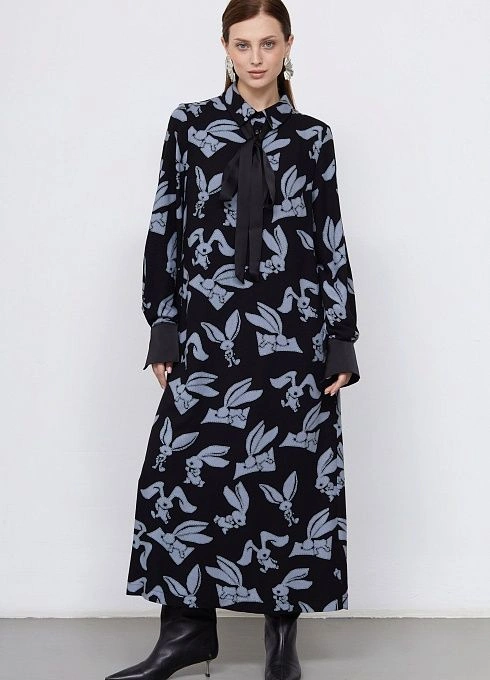 Платье жен. 360329.03312.8278А Черныйсерый  (2)