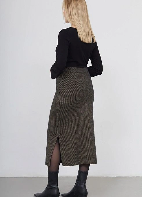 Юбка жен. 350118.33303.3782S Чёрный хаки  (6)