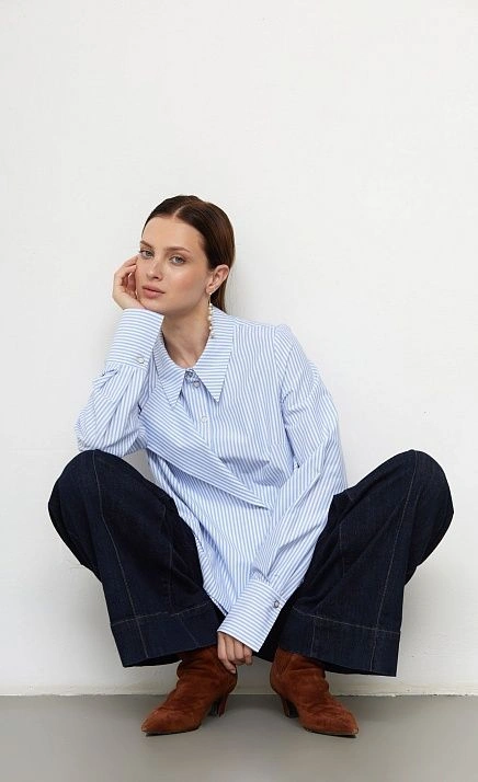 Блузка в полоску с отлетной полочкой GRIOL