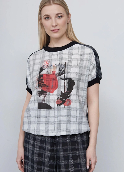 Блуза в клетку с печатью GRIOL