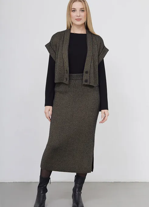  GRIOL. Юбка жен. 350118.33303.3782S Чёрный хаки GRIOL