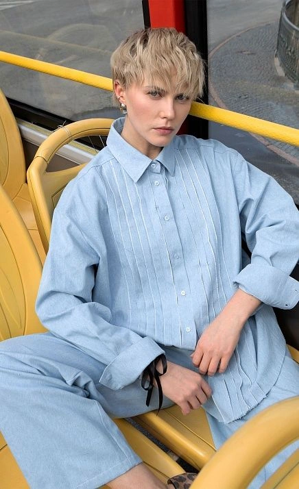 Рубашка из денима с рюшами GRIOL