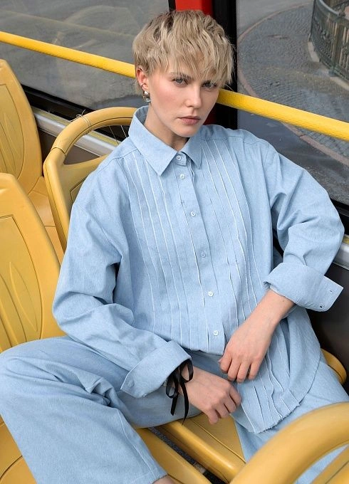 Рубашка из денима с рюшами GRIOL