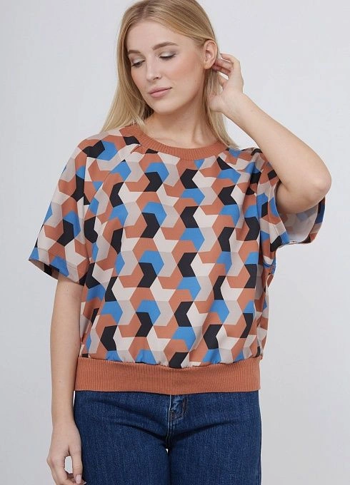 Джемпер жен. 311077.03312.1101Q голубойкоричневый  (3)