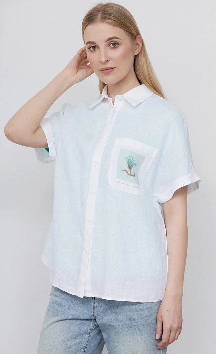 Рубашка oversize льняная с печатью GRIOL