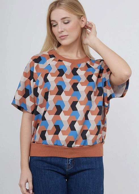 Джемпер жен. 311077.03312.1101Q голубойкоричневый  (3)