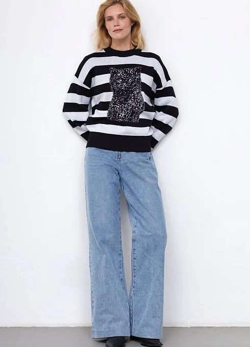 Джемпер жен. 310515.33303.8202SA Чёрно-белый  (2)