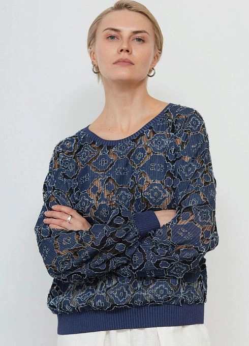 Блуза из кружева и денима GRIOL