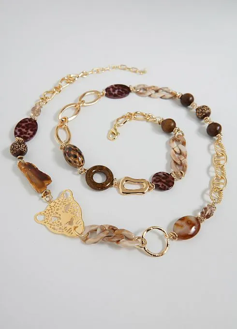  GRIOL. Колье Кожаный Лео1 Коричневый GRIOL