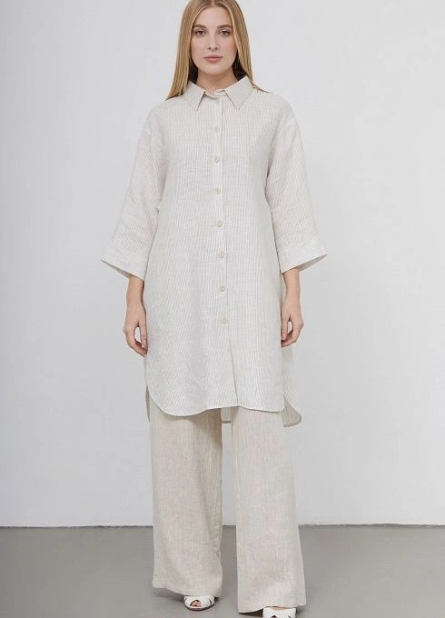 Платье-рубашка изо льна в полоску GRIOL