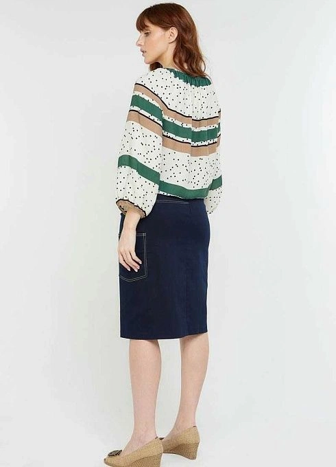 Блузка Т116930-Л20 зеленый+Юбка 14-50088 темно-синий (3)-small