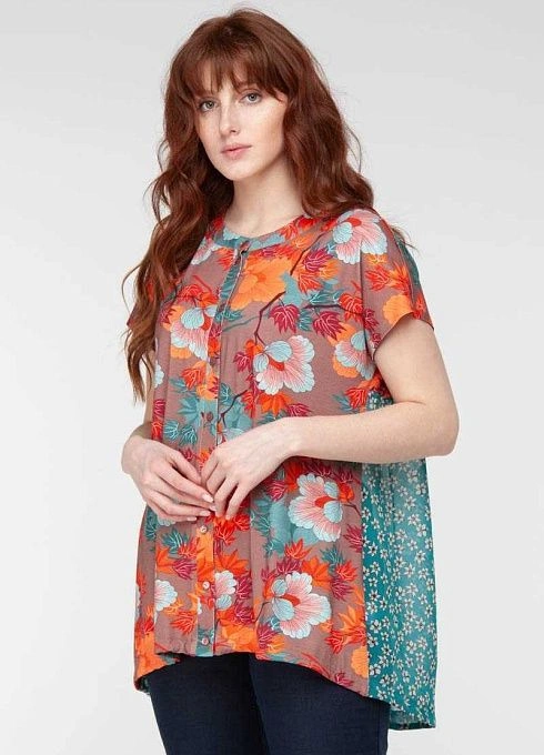  GRIOL. Джемпер жен. ГР31854 Оранжевые цветы GRIOL