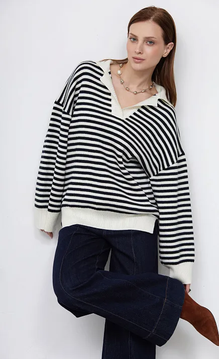 GRIOL. Джемпер жен. 310541.01303.9407S Сине-молочный GRIOL GRIOL. Джемпер жен. 310541.01303.9407S Сине-молочный