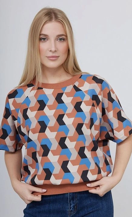  GRIOL. Джемпер жен. 311077.03312.1101Q голубой/коричневый 