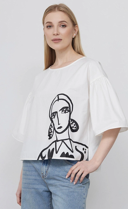 Блузка oversize с печатью и декором GRIOL