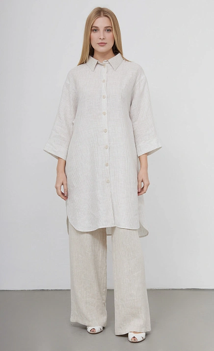 Платье-рубашка изо льна в полоску GRIOL