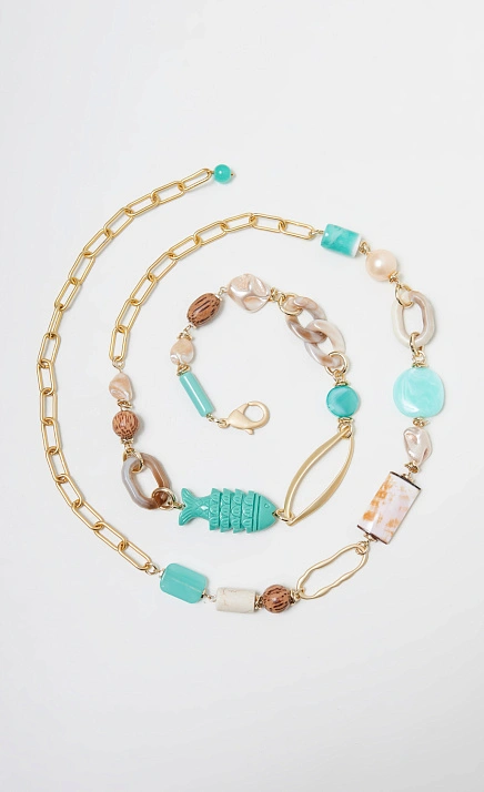  GRIOL. Колье Летучий колабль 2 Бирюзовый 