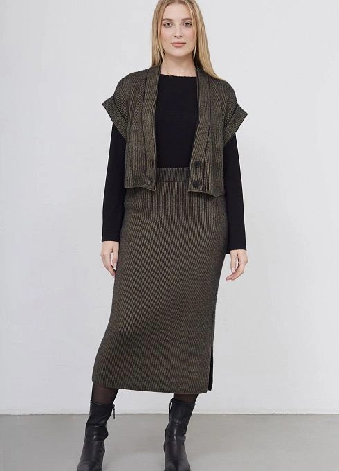  GRIOL. Юбка жен. 350118.33303.3782S Чёрный хаки GRIOL