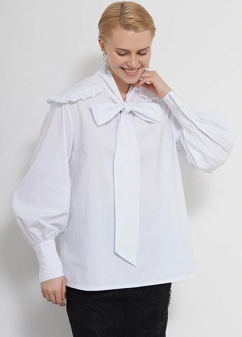 Блуза oversize с воротником-аскот GRIOL