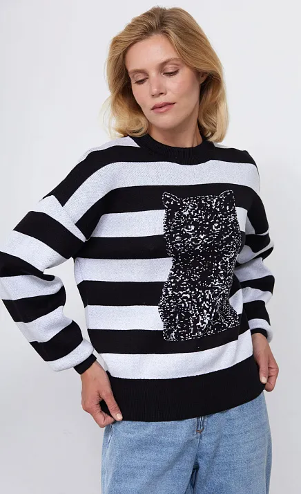 GRIOL. Джемпер жен. 310515.33303.8202SA Чёрно-белый GRIOL GRIOL. Джемпер жен. 310515.33303.8202SA Чёрно-белый