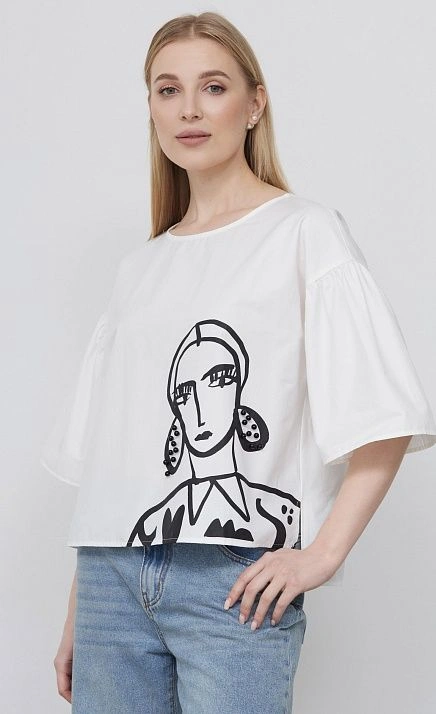 Блузка с печатью и декором GRIOL