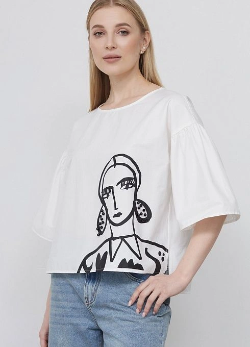 Блузка с печатью и декором GRIOL