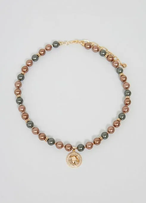  GRIOL. Колье Кожаный Лео2 Коричневый GRIOL