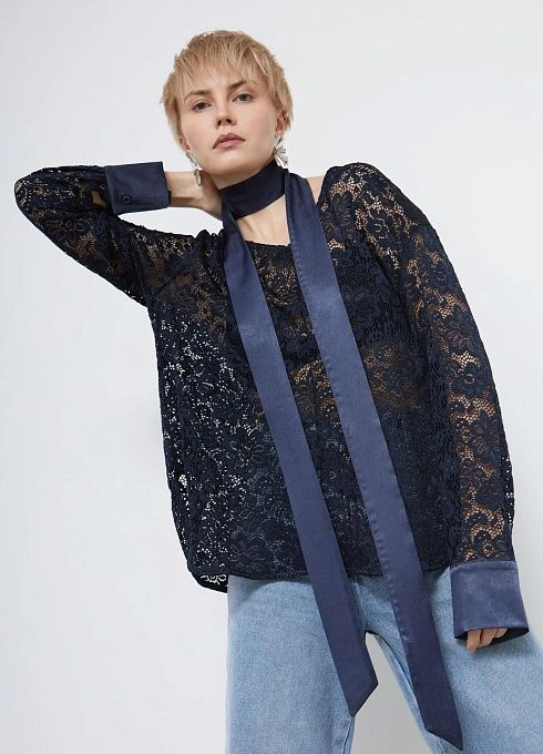 Блузка кружевная c поясом GRIOL