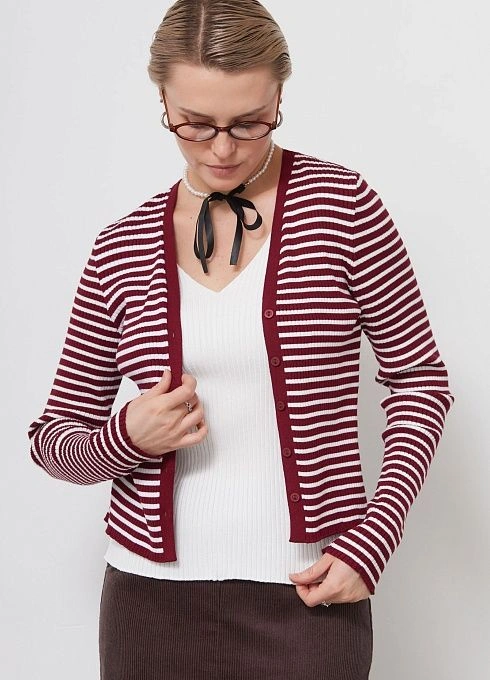 Джемпер жен. 310509.33303.4802S Бордово-молочный (1)