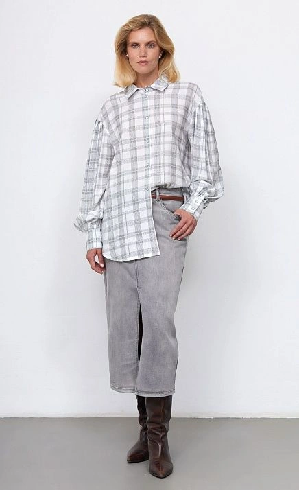 Рубашка в клетку с рукавами-буфами GRIOL Рубашка в клетку с рукавами-буфами GRIOL