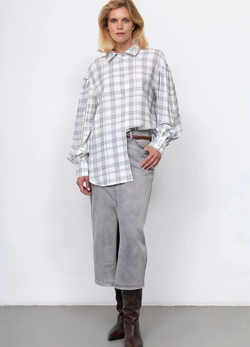 Рубашка в клетку с рукавами-буфами GRIOL