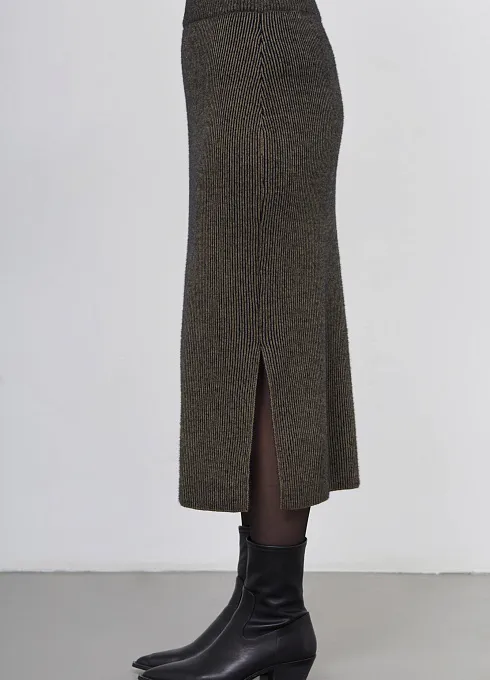 Юбка жен. 350118.33303.3782S Чёрный хаки  (5)