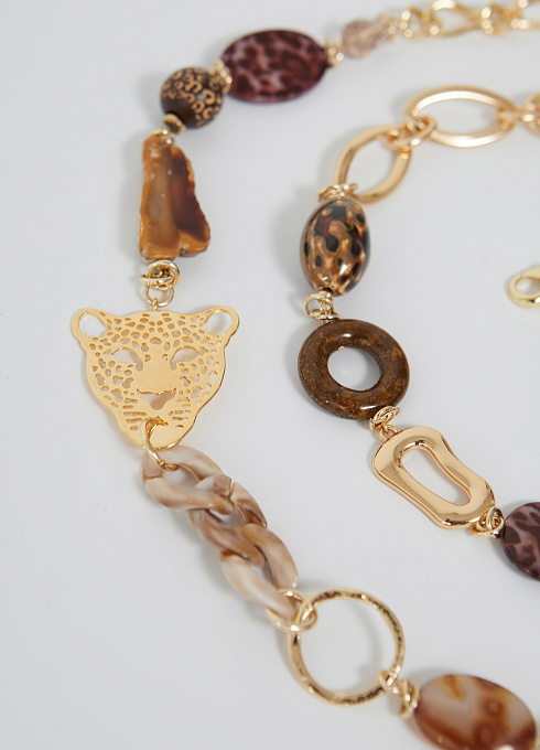  GRIOL. Колье Кожаный Лео1 Коричневый GRIOL