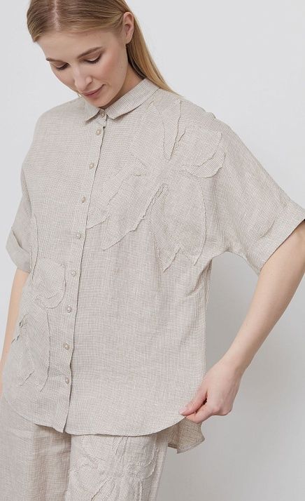 Рубашка изо льна с аппликациями GRIOL Рубашка изо льна с аппликациями GRIOL