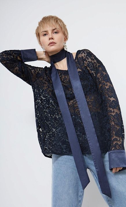 Блузка кружевная c поясом GRIOL