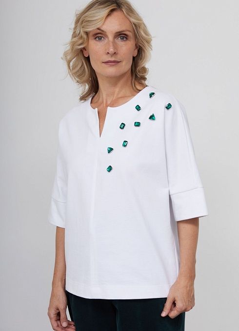 Джемпер из хлопка с кристаллами GRIOL