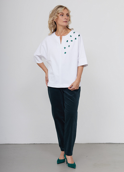 Джемпер из хлопка с кристаллами GRIOL