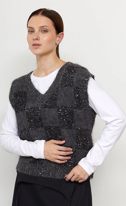 GRIOL. Жилет жен. 388010.42303.8281P Чёрно-серый GRIOL GRIOL. Жилет жен. 388010.42303.8281P Чёрно-серый