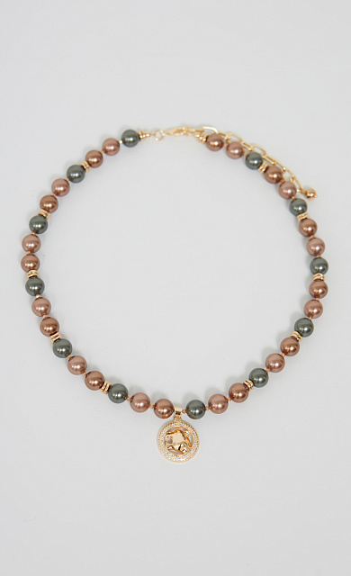  GRIOL. Колье Кожаный Лео2 Коричневый 