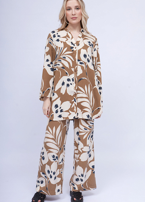 Блузка удлиненная с цветочным принтом GRIOL