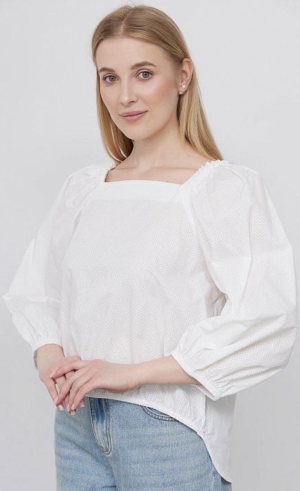 Блузка из хлопка с перфорацией GRIOL Блузка из хлопка с перфорацией GRIOL