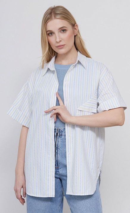 Рубашка оверсайз с декоративным карманом GRIOL Рубашка оверсайз с декоративным карманом GRIOL