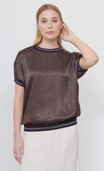 Блуза атласная с принтом GRIOL