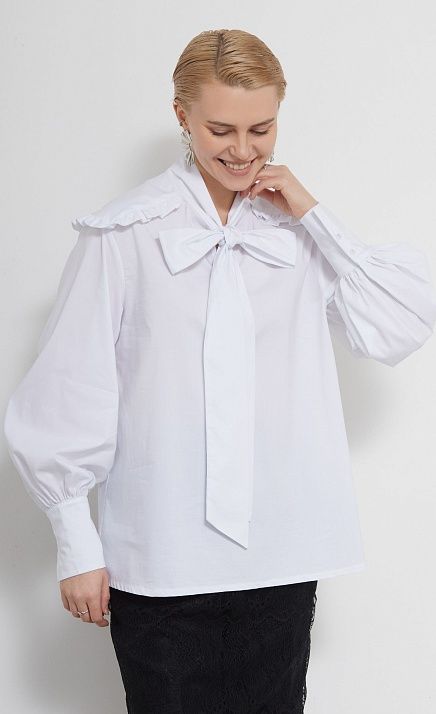 Блуза oversize с воротником-аскот GRIOL