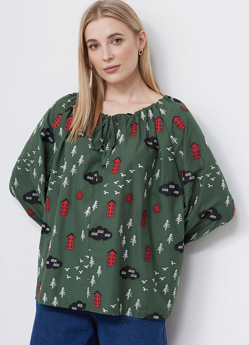 Блузка из хлопка с вышивкой GRIOL Блузка из хлопка с вышивкой GRIOL