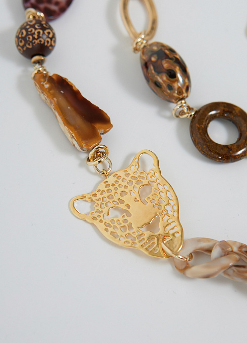  GRIOL. Колье Кожаный Лео1 Коричневый GRIOL